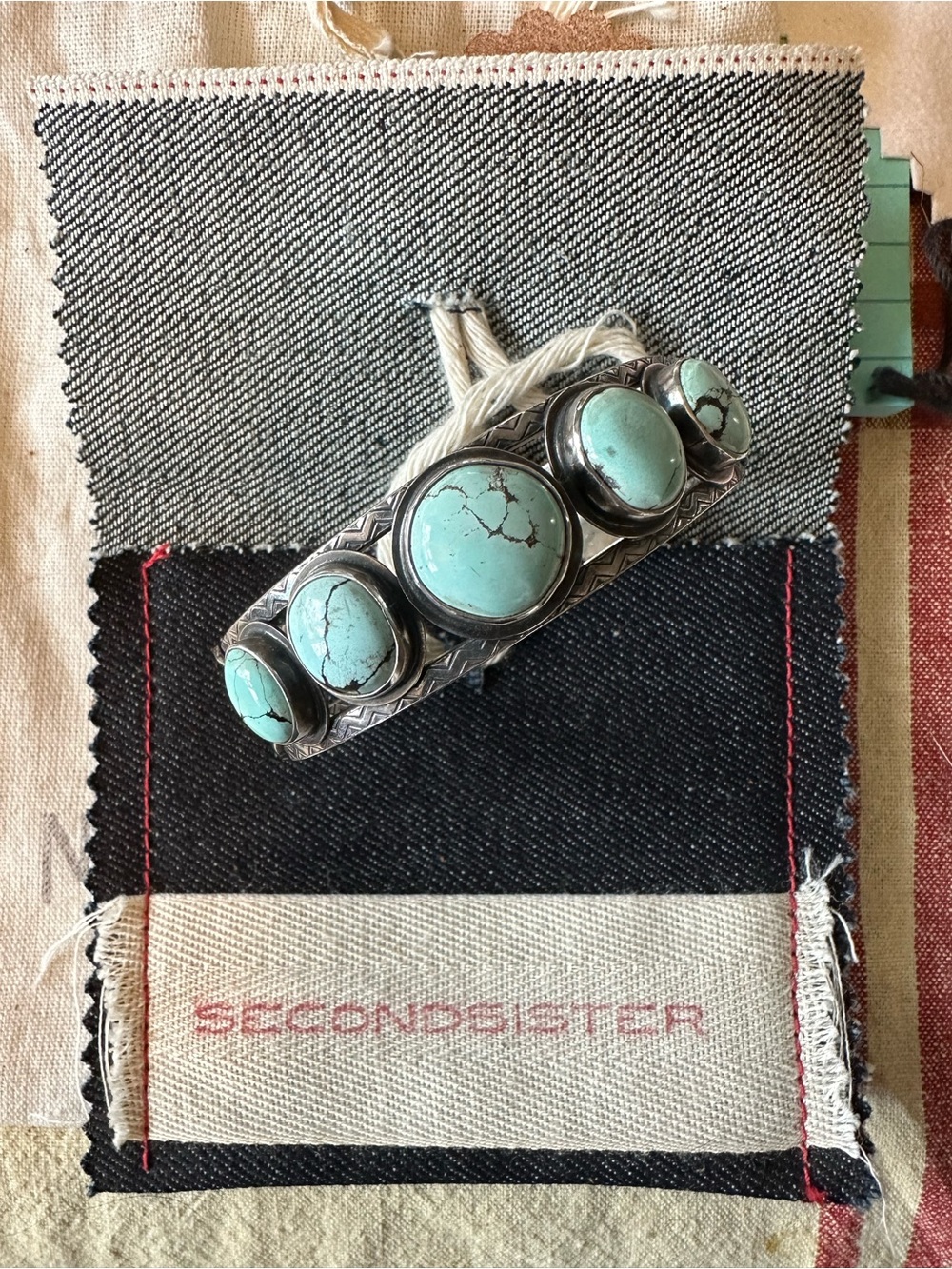 The Second Sister “Sky Lakes” sterling and turquoise cuff